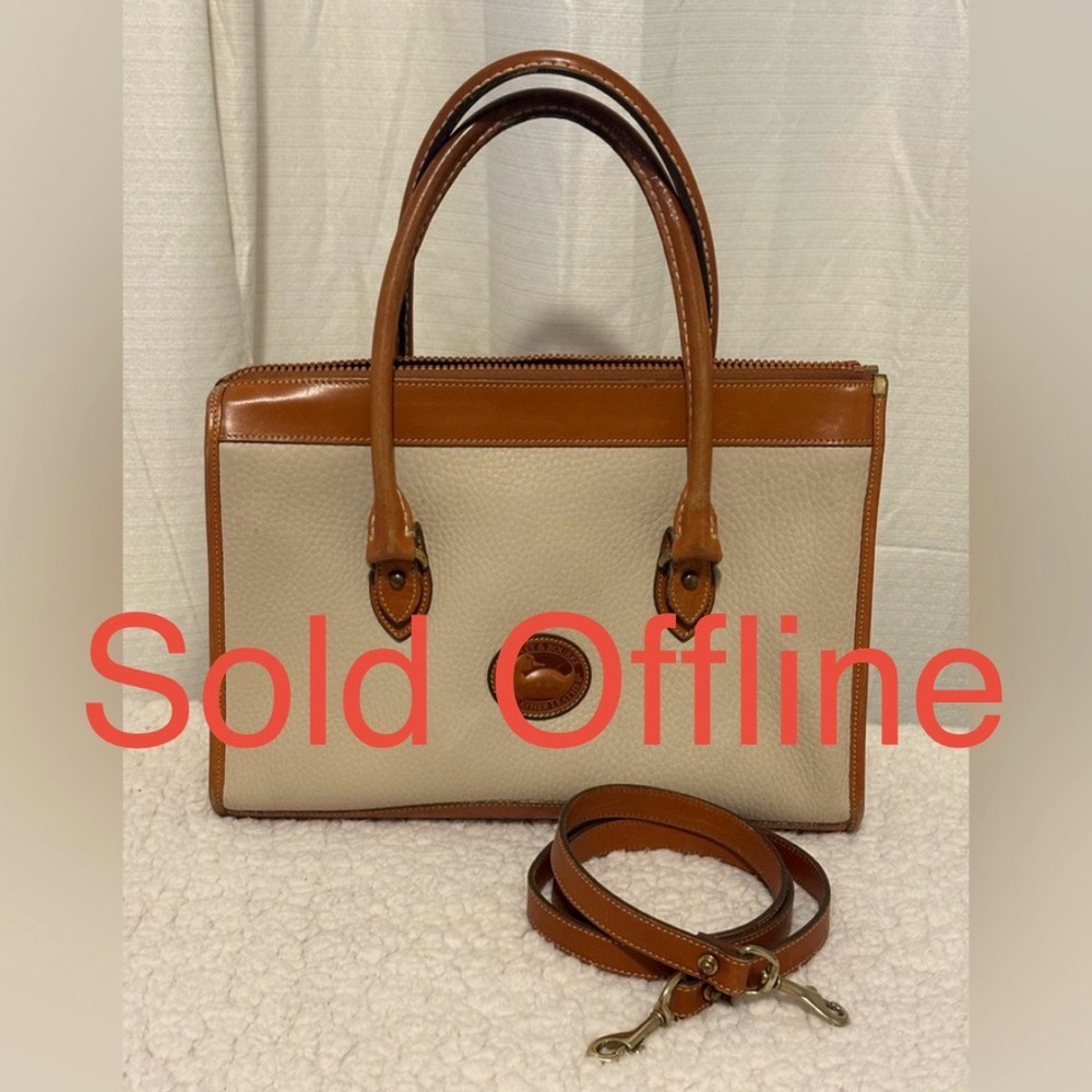 Classic Dooney and Bourke Tan and Cream Leather Handbag